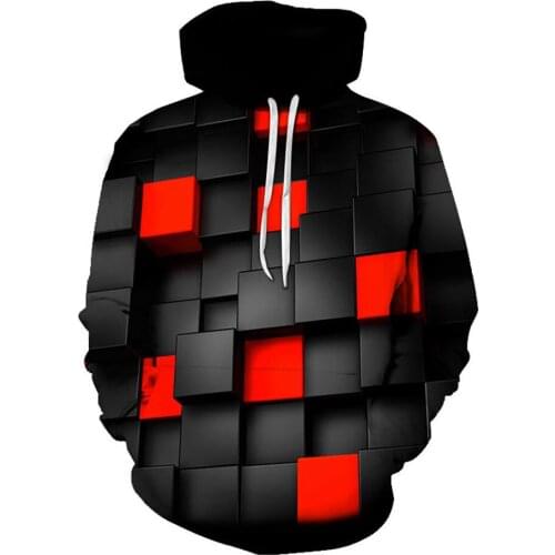Women Men Black Red Magic Tetris 3d Print Lattice Hoodies Female Male Funny Party Hooded Sweatshirts Fashion Pullover Plus Size