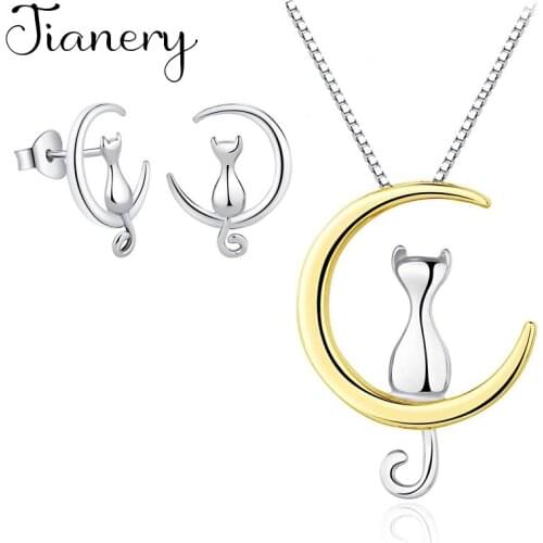 New Arrivals Fashion Moon Cat Necklaces Pendant Jewelry Sets for Women Wedding Statement Jewelry