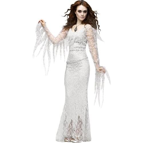 Female Vampire Zombie Witch Cosplay Lace Dress Girl Ghost Bride Uniform Halloween Costumes for Women 2021