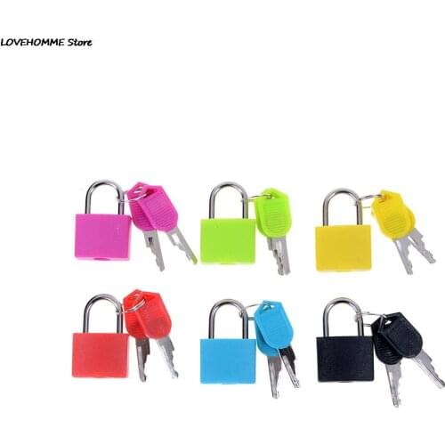 ZLinKJ 1PCS 6 colors Small Mini Strong Steel Padlock Travel Tiny Suitcase Lock with 2 Keys