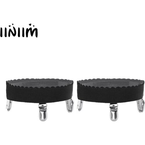 1 Pair Womens Non-slip Elastic Thigh High Garter Belts Harness Stockings Holder Nightclub Party Fastener with Duck-Mouth Clips