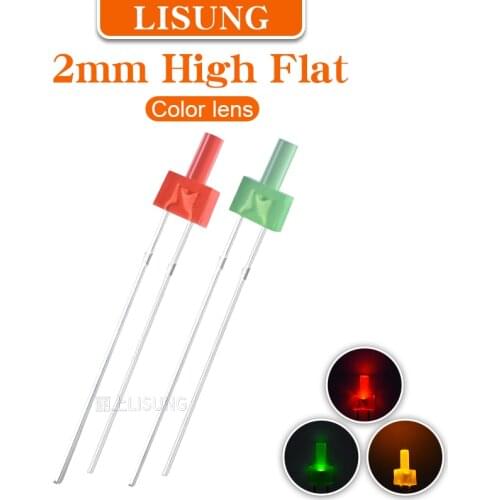 1000pcs/Bag 2mm Flat Top Led Diffused Red Yellow Blue Green White Orange Diffused Lens Led Big Wide Angle Light Diodes