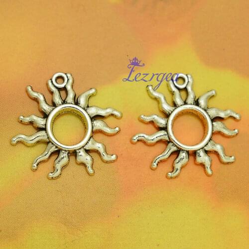 15pcs/lot--25mm, sun cham,Antique silver plated sun round charms,DIY supplies, Jewelry accessories