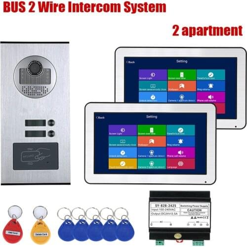 10 Inch Wired WIFI BUS 2 Wire Video Door Phone Intercom systems Kit for home 2/3Units Apartment Night Vision Support Remote APP