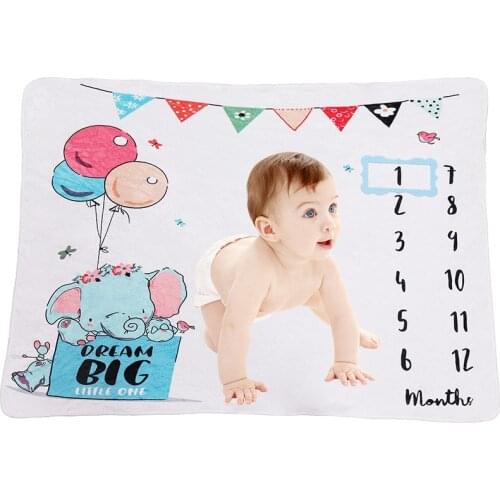 2021 Babies Accessories Newborn Blanket Growth Commemorative Double Soft Flannel Wrap Cover Playmats Stroller Sheet Bedding AB43