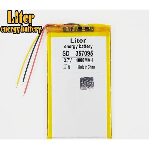 3 line Liter energy battery 357095 3.7V 4000mah (polymer lithium ion battery) Li-ion battery for tablet pc 7 inch MP3 MP4