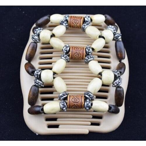 40pcs/lot vintage magic beads wood stretchy hair clip slide combs new hair accessories