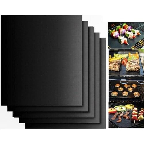 5Pcs Glass Fiber Non-stick High Temperature Resistant Bbq Barbecue Mat Outdoor Barbecue Mat Grilling Mat