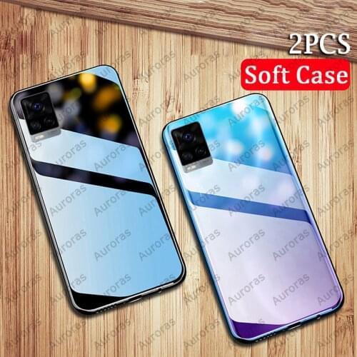 Auroras 2 pcs Clear Water Soft Case For VIVO V21E Case Transparent Phone Cover For vivo V21 Clear Case