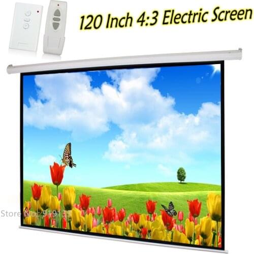 Automatic Pull Down Beamer Projector Screen 120 Inch 3D Cinema Electric Projection Screen 4:3 Best Price For School Office