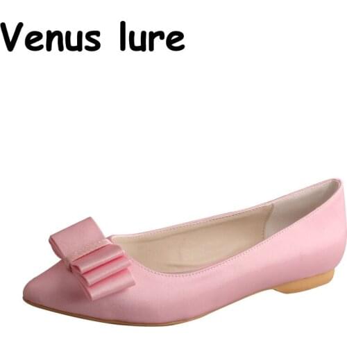 23 Colors Ballet Flats for Women Pointed Toe Bow Pink Flat Shoes Women Size 6