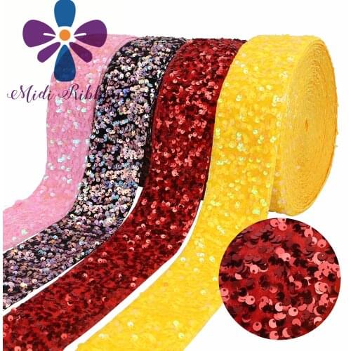 3 Inch 75mm 25 Yards/Roll Sequined Velvet Rribbon DIY Hair Knot Material Handmade Dress Decoration Accessories
