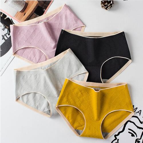 Seamless Womens Panties Cotton Briefs Mid Waist Graphene Bacteriostatic Colored Cotton Panties Underwear Women Lingerie M-xl