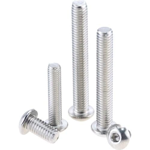 50PCS M2.5x4-16 5 6 8 304 Stainless Steel Hexagon Hex Socket Button Head Screw Bolts Round Head Screw Standoff ISO7380 M2.5*4