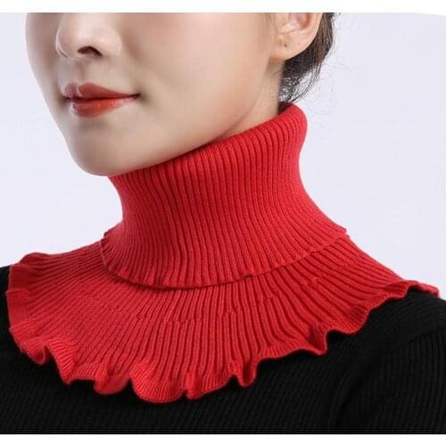 Knitted Fake Collar Scarf with Wooden Ears