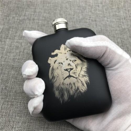 Customized Hip Flask Diy Engrave Your Design King Lion Wolf Dragon 6 Oz 304 Stainless Steel Flask Alcohol Vodka Wine Bottle