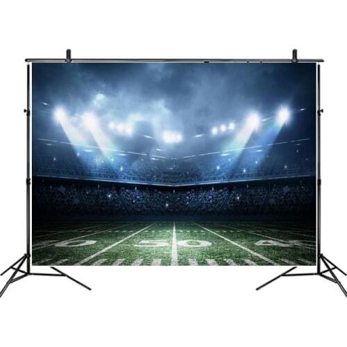 Blue Lights and Beautiful Football Field Backdrop Photography Background Baby Shower Celebration Photo Booth Studio Decor