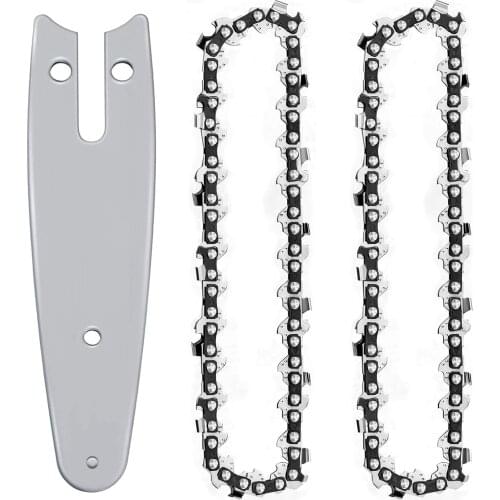 Wear Resistance 4 Inch Smooth Cutting Chain Saw Chain and Chainsaw Bars Set for 4 Inch Mini Cordless Handheld Electric Chainsaw