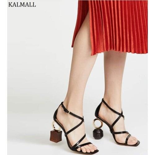 KALMALL Summer Rome Style Cut-Outs Women Sandals Buckle Strap Women High Heels Shoes Open Toe Strange Heels Gladiator Sandals