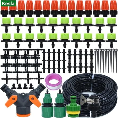KESLA 5-30M Garden Micro Drip Irrigation Kits Misting Watering System Automatic Adjustable Dripper Atomizer Sets Greenhouse Tool