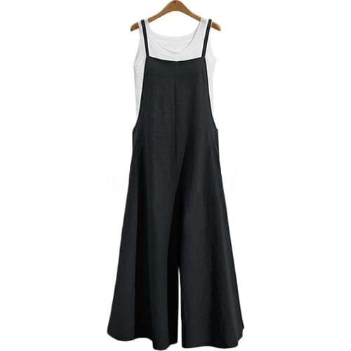 One Piece Overalls Rompers Women Summer Oversized Solid Suspenders Wide Leg Jumpsuit Female Streetwear Plus Size Playsuit