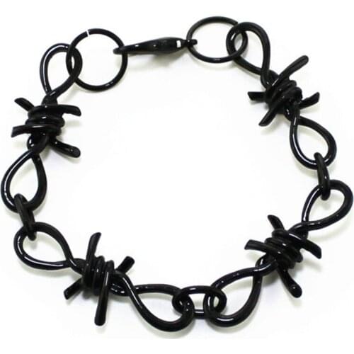 Couple Punk Barbed Thorns Chain Link Bracelet Bangle Women Men Party Rock Black Wrist Chain Bracelet New Vintage Jewelry