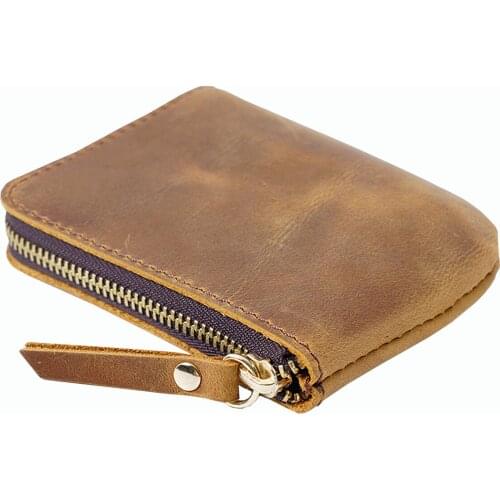 Moterm Mini Zipper Card Case Leather Coin Purse Portable Mens Wallet Credit Card Holder Wholesale