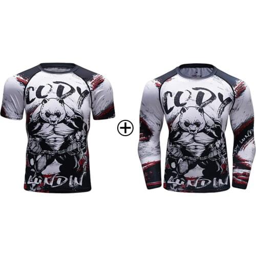 Long Sleeve Mens BJJ MMA Compression Long And Short Sleeve Shirt Rashguards for Men BJJ MMA Workout Gym Running Shirts