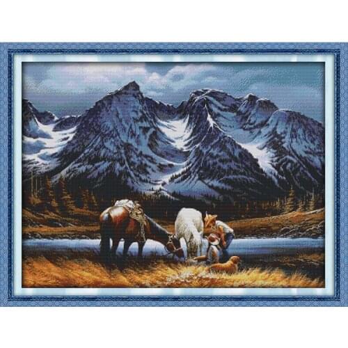 Romances Under The Snow Mountains Patterns Cross Stitch Kits Counted Printed Canvas 11CT 14CT Stamped Needlework Embroidery Set