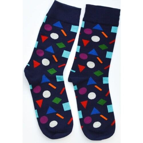 6 Pairs Couple Socks Newly Arrived Fashion Happy Sock British Wind Geometric Hit Color Personality Couple Male Cotton Women Sock