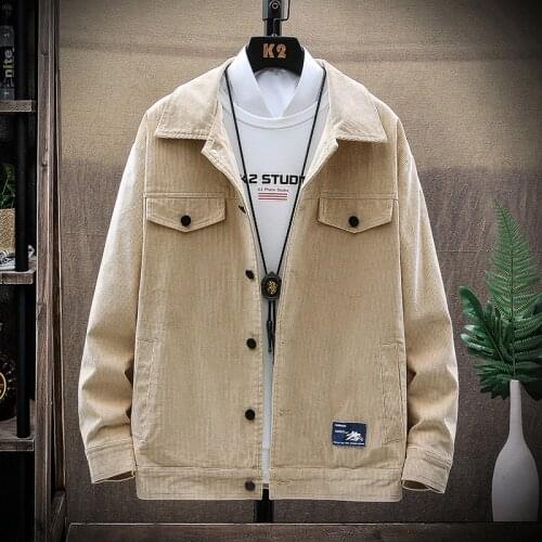 2021 Spring and Autumn New Korean Style Trendy Mens Corduroy Jacket Student Casual Fashion Slim Solid Color Jacket