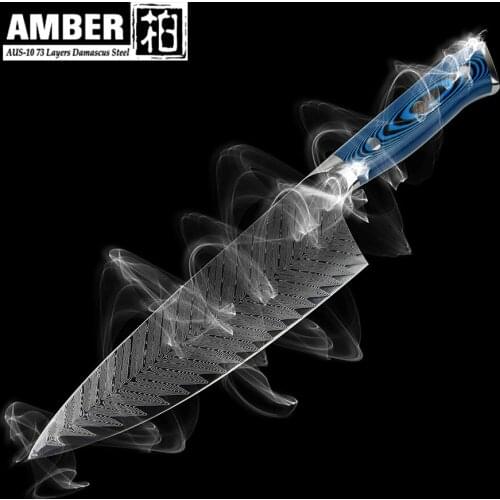 Amber 8 inch chef knife High Quality 73 Layers Damascus Steel kitchen knife Environment Pakka Bella Wood Handle Japanese knife