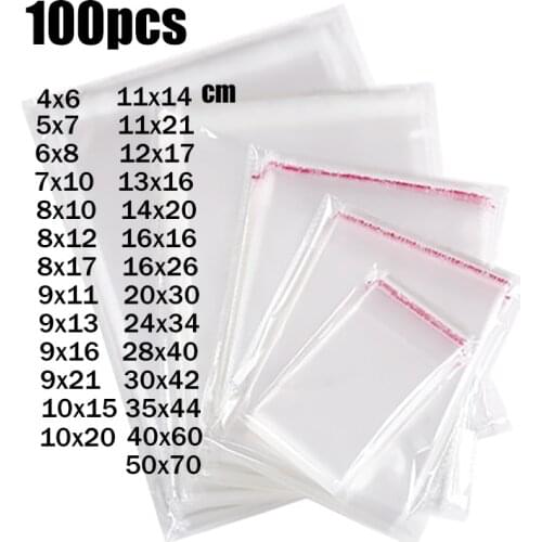 Wholesale Thick Transparent Self-adhesive Cello Poly Bags Clear Plastic Cellophane Packing Bakery Cookie Cards Gift OPP Bag
