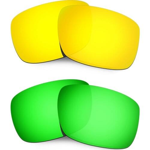HKUCO For Drop Point Sunglasses Polarized Replacement Lenses - Gold&Green 2 Pairs
