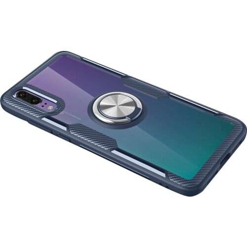 Transparent Protective Phone Case Cover Shockproof Tempered Glass Cases With Magnetic Metal Ring For Huawei P30/P30 Pro