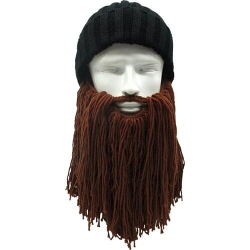 Hot Wig Beard Hats Vikings Mad Scientist Caveman Handmade Knit Warm Winter Caps Men Women Halloween Gifts Funny Party Beanies