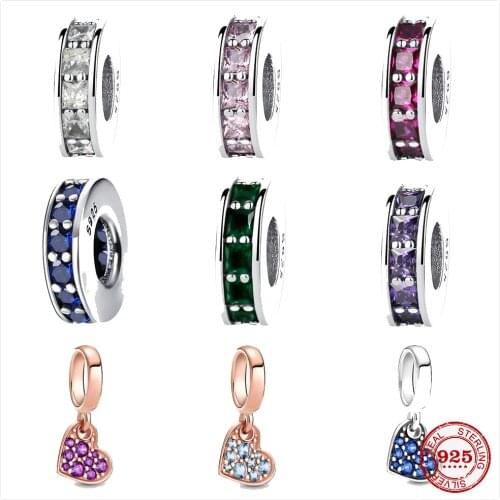 The new Silver Shiny multiple colors Love pendants fit Pandora Charm Silver 925 Bead Bangle with stylish DIY jewelry