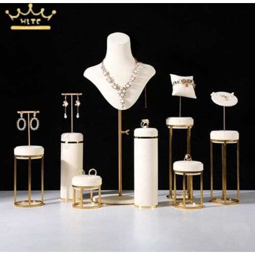 Golden Stainless Steel Metal Jewelry Display Props Ring Earrings Necklace Watch Jewelry Display Rack Jewelry Shop Window Display