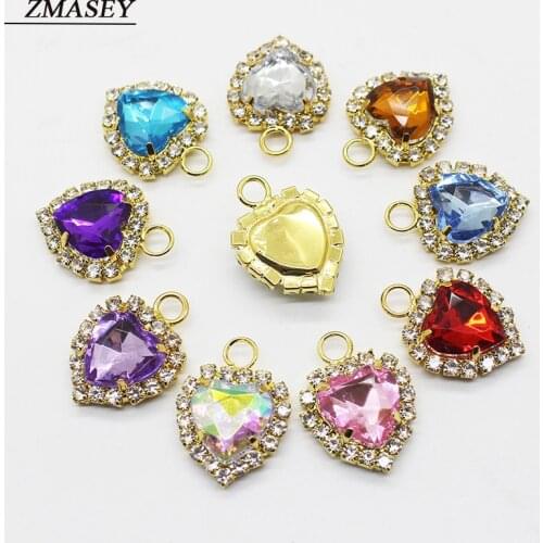High-quality Sale 10 pcs/set hand-sewn clothing Heart pendant crystal button diy jewelry accessorie Exquisite design Wholesale