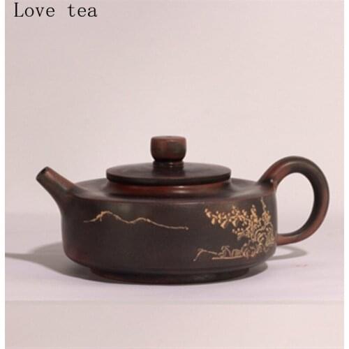 Xi Shi Small Chinese Single Pot Retro Style Teapot Stoneware Tea Set Ceramic Handmade Household Landscape Week Pan Pot