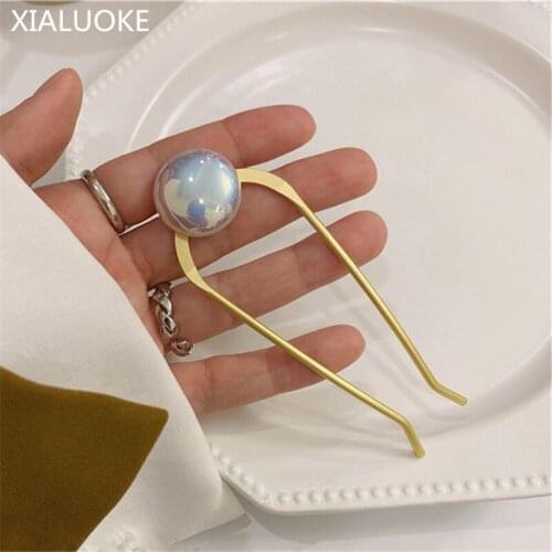 XIALUOKE U-shaped Metal Hair Sticks Women Jewelry Barrette Clip Hairpins Pearl Bridal Tiara Hair Wedding Hairstyle Design Tools