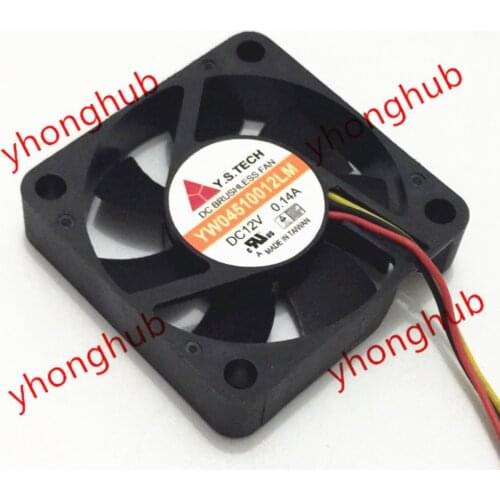 Y.S TECH YW04510012LM DC 12V 0.14A 45x45x10mm 3-wire Server Cooling Fan