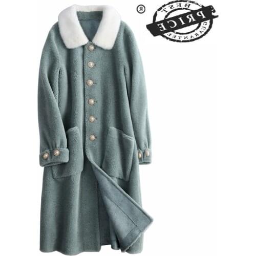 Coat Real Fur Female Winter Natural Mink Fur Collar Jacket Women Clothes 2021 Korean Sheep Shearing 100% Wool Tops Hiver SDaaa6