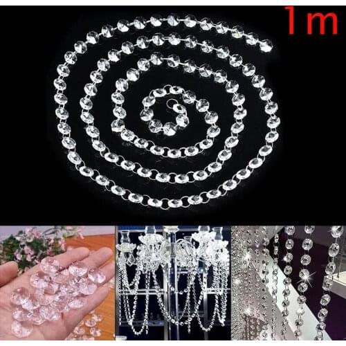 1M New Bead Hanging Crystal Clear Acrylic Beads Garland Chandelier Hanging Wedding Decor Supplies MUMR999