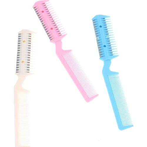 1pc Hair Remover Tool Razor Comb Hair Cutter Thinning Shaper Comb Razor Blades Trimmer Color Random