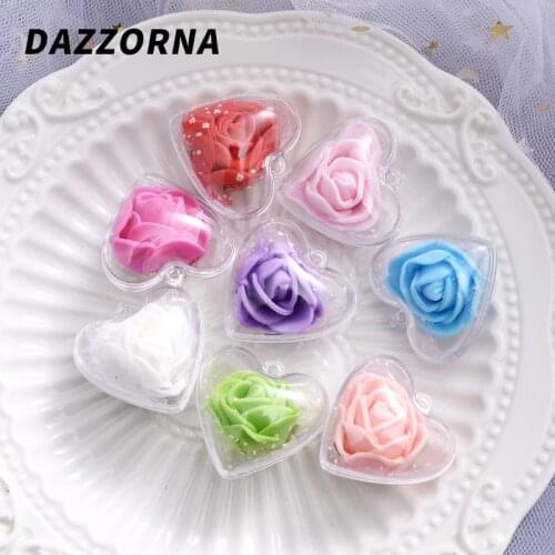 10Pcs/Lot 28x30mm Acylic Heart Flower Pendant 8 Colors Handmade Jewelry Accesories for DIY Necklace Earring Pendant Crafts