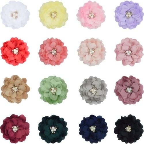 Free ePacket 8cm Satin Fabric Flower for DIY Baby Girls Hair Headband Hairpins Hairgrips Wedding Dress Flower Accessories