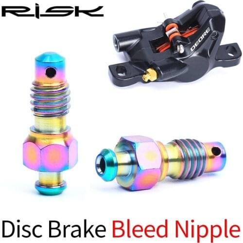 RISK Mountain Bike Titanium Alloy Hydraulic Disc Exhaust Screw Bicycle Brake Clip Oil Filling and Bleed Screw 2PCS TitaniumAlloy