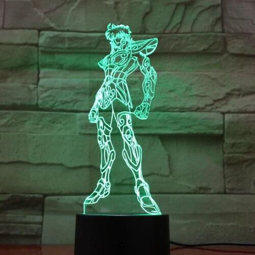 3D Led Night Lamp Saint Seiya Lampara Toys Action Figure 7 Color Changing Light RGB As Friends Kids Birthday Gift