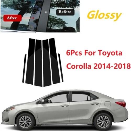 6PCS BC Column Sticker Polished Pillar Posts Window Trim Cover For Toyota Corolla 2014-2018 Car Chromium Styling